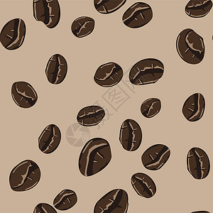 抽象风格的咖啡豆无缝模式 矢量手绘插图 烤豆特写 任何目的的咖啡无缝设计早餐美食豆子农业绘画墙纸包装店铺香气饮料背景图片