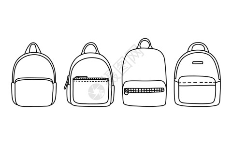 背包圆面和简单的矢量说明艺术大学黑色行李插图解雇教育旅游书包旅行背景图片