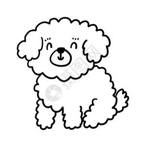可爱的手工拖狗 有趣的小狗 矢量可爱漫画插图兽医爪子草图婴儿贴纸打印邮政微笑横幅卡片背景图片