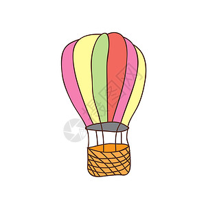 热气球装饰素材热空气气球 卡通空气气球的孤立图标背景