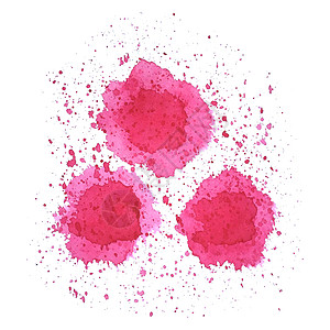 一滴墨水红色和粉红色水色斑点 以鲜花形式出现 在白色背景上喷洒一滴水花设计图片