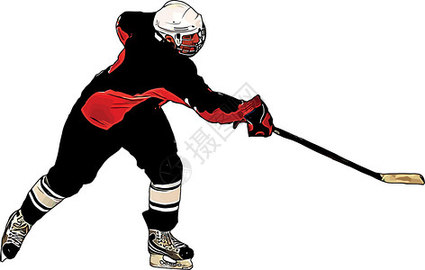 冰球运动员曲棍球队玩家的颜色矢量图像冰球活动体育场游戏团队竞争滑冰溜冰场运动员行动插画