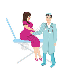产科医生怀孕妇女看医生笔记本学习女性药品产科长椅医疗水平幸福随访设计图片