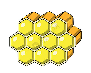 蜂窝品单元素蜂窝 用颜色绘制插图打印艺术食物蜂蜜孩子们盒子包装蜂蜡六边形绘画插画