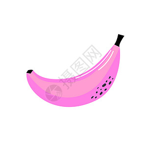 手画粉红色香蕉图标 手画水果插图背景