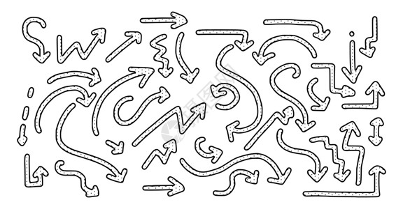 图式的白色背景上隔离的矢量图式箭头组合 有创意地用矢量显示手画箭头设计图片