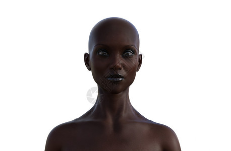 化妆品模型3D 白色背景的秃头妇女肖像模型背景