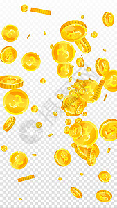 英镑硬币落下 奇妙分散的英镑硬币 英国的钱 罕见的头奖 财富或成功概念 矢量图背景图片