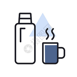 洗护真空瓶热温瓶矢量孤立图标 露营标志插画