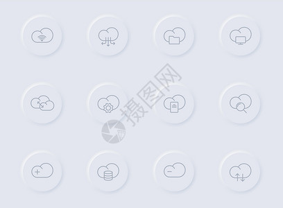 箭术功夫云计算圆形橡胶按钮上的灰色矢量图标 为 web 移动应用程序 ui 设计和促销业务测绘术设置的云计算图标数据库网络下载同步托管用设计图片