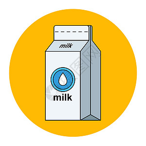 黄色牛奶盒白纸牛奶箱商品奶牛美食牛奶早餐蓝色乳白色瓶子标题健康插画