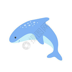 孤立在白背景上的可爱漫画鲸 儿童矢量插图Name背景图片