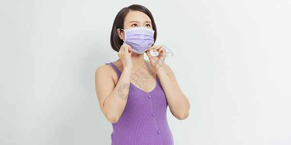 health身戴保护面罩 防止白种背景的流感和病毒感染的孕妇健康护理概念Health 医疗保健概念女士感染女性发烧婴儿呼吸疾病怀孕面具背景