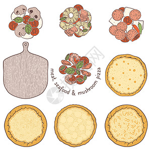 糊辣壳披萨结壳和非植物地表插画
