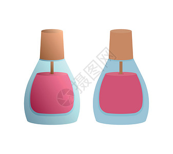 粉色指甲油以梯度和平板风格制成的指甲油矢量组 化妆品剪辑艺术插画