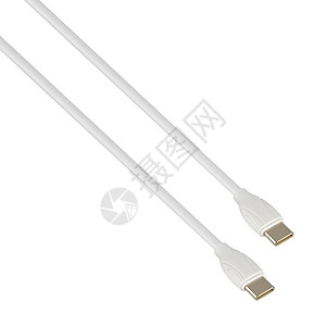 带有电缆 USB C型 白色 白背景的连接器背景图片