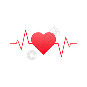 红心带心跳图符号高清图片
