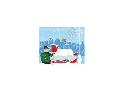 圣诞别墅人铲雪灾难风险季节薄片工人街道天气插图别墅情况插画
