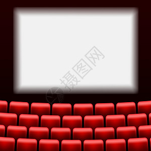 有屏幕和红色座位的电影厅运动天鹅绒插图推介会戏剧音乐展示歌剧扶手椅大厅背景图片
