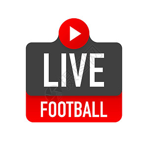 游戏玩法材质直播足球流媒体图标 徽章 用于广播或在线足球流媒体的按钮 在材质 平面 设计风格上插画