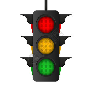 黄色信号交通灯单向白色背景插画