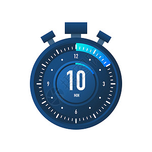 蓝色数字010 分钟 秒表矢量图标 在白色背景上的平面样式的秒表图标 矢量库存插图小时网络间隔圆圈跑表倒数速度运动商业数字插画