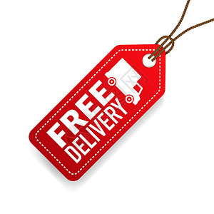 宣传单感兴趣免费模版免费交货价格标签 红色自由运输标签 矢量说明插画