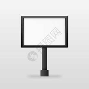 白色背景上的黑色广告公告牌屏幕 现实对象 矢量插图电脑街道店铺促销零售海报框架招牌广告牌木板背景图片
