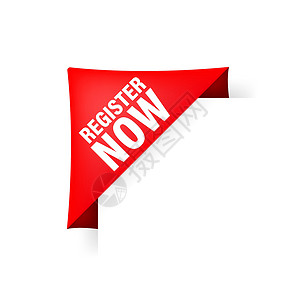 红色贴纸红色登记册现在以现代风格贴上白色背景的标签 Banner促销会员成员商业阴影网站贴纸互联网销售电脑优惠券设计图片