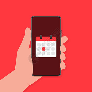 手幅样机用户体验设计元素 时间图标向量 移动互联网 社交媒体 带有用于移动应用程序设计的日历的平板电话 智能手机样机设计图片