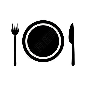 刀子叉子叉子和刀子圆形图标标志 简单的平面形状标志 餐厅咖啡厅厨房晚餐地方菜单符号 矢量插图图像 孤立在白色背景上插画