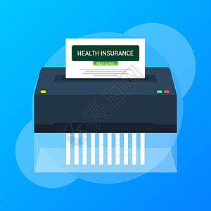 网络Inteface卡带碎纸机的扁平式健康保险 平面向量 矢量旗帜 网页横幅 医学信息图设计图片