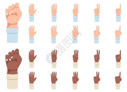 手势1手指数 一组手 从1到5个矢量插图的手指数插画