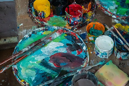 油漆图艺术家的油漆斑点绘画创造力博物馆插图摄影设计处理游泳画笔光绘背景