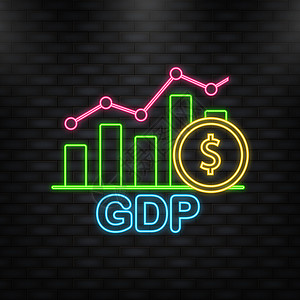 当心跌倒标志箭射线图标 GDP - 国内生产总值缩略语 商业矢量图标 商业概念设计图片