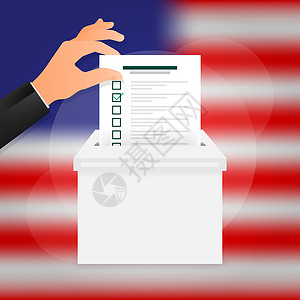手头的核对列表或投票公告 矢量插图设计记事本文档选票审查营销场景质量盒子电脑研究背景图片