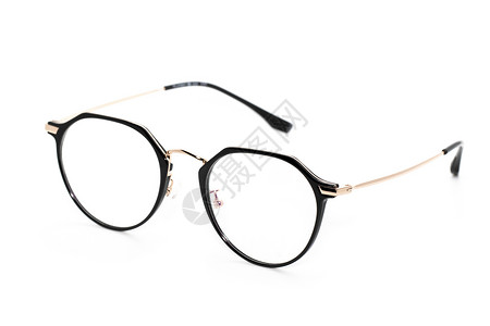 现代时装眼镜的图像 孤立在白色背景 眼衣 眼镜反射玻璃光学黑色眼睛配饰塑料近视极客镜片背景