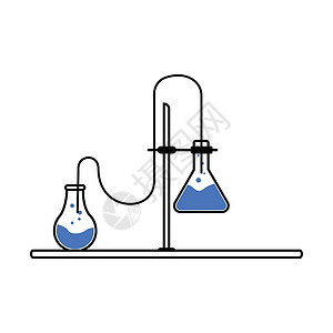 液体剪贴画Flasks 半平板彩色矢量对象的实验室实验设计图片