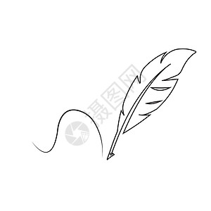 Feather 湿润标识徽标矢量模板动物草图古董写作墨水池历史翅膀书法艺术羽毛设计图片