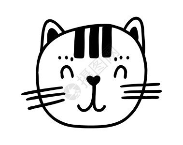 可爱的手工拖猫 有趣的大豆猫 矢量漫画插图生日猫咪贴纸爪子动物收藏草图猫科宠物背景图片