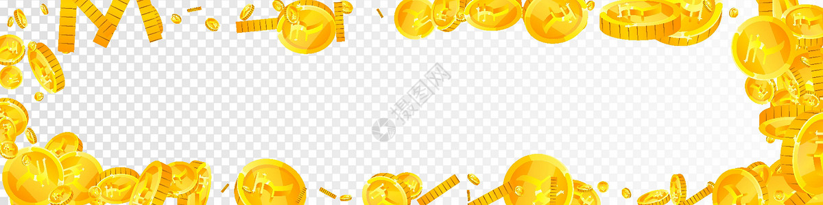 印度卢比硬币掉落 优雅散落的 INR 硬币 印度的钱 趋势大奖 财富或成功概念 矢量图插画