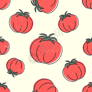 洒红胡里节蜜蜂背景的里红番茄 年长效果无缝 手画风格 健康食物 动静和简单设计图片
