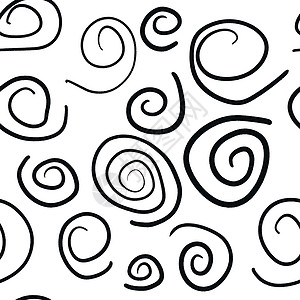 无缝手绘黑白抽象图案 单色几何线条螺旋点曲线 适用于现代简约装饰包装纸纺织壁纸墙纸涂鸦义者绘画包装打印手绘插图潮人纺织品背景图片
