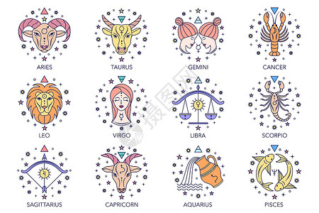 收集zodiac标志女士收藏八字月亮行星癌症狮子绘画艺术女孩背景图片