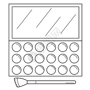 画腮红手画化妆品调色板和刷子 面部化妆品插画