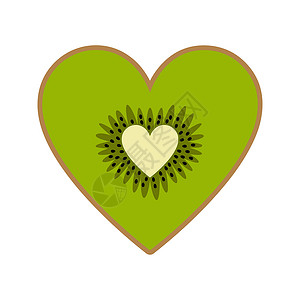 智利黄心猕猴桃半片平式的基伍水果 情人节矢量插图 请查看Valents日的矢量插图插画