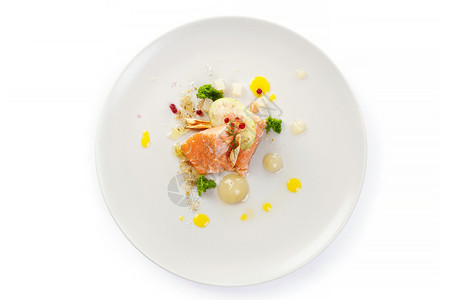 分子式素材分子式现代烹饪红鱼熟食蔬菜餐厅食物白色烹饪红色沙拉美食厨师背景