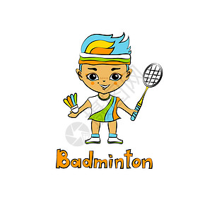 卡通女孩羽毛球玩家背景图片