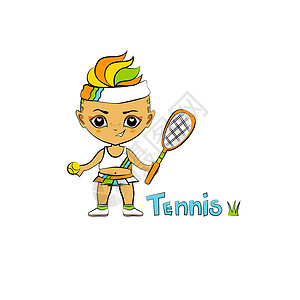 卡通女孩网球玩家背景图片