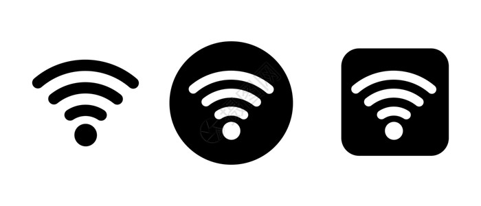 网吧内以各种样式设置的 Wi-Fi 图标 矢量插画